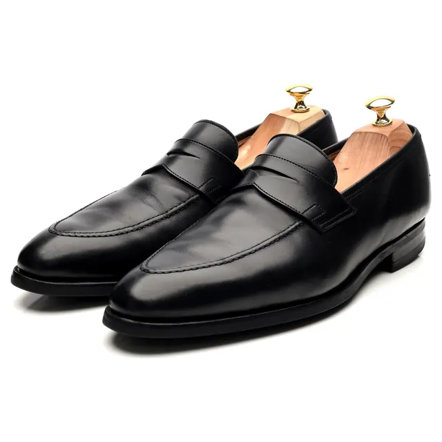 Crockett & Jones Sydney mocassins cuir noir UK 10 semelle gomme