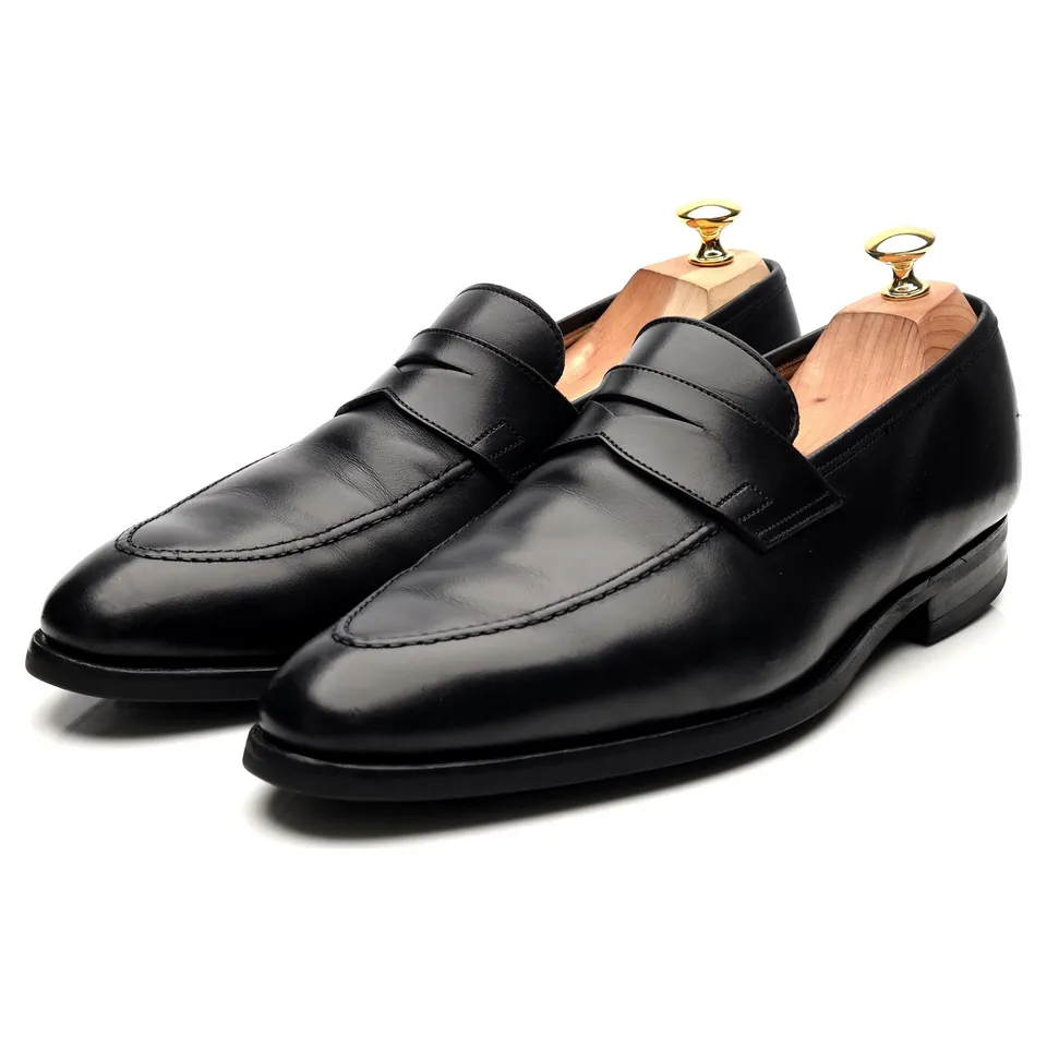 Crockett & Jones Sydney mocassins cuir noir UK 10 semelle gomme