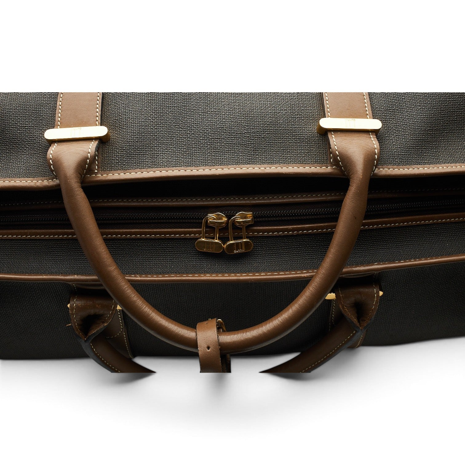 Dunhill sac de voyage toile cirée marron cuir tanné