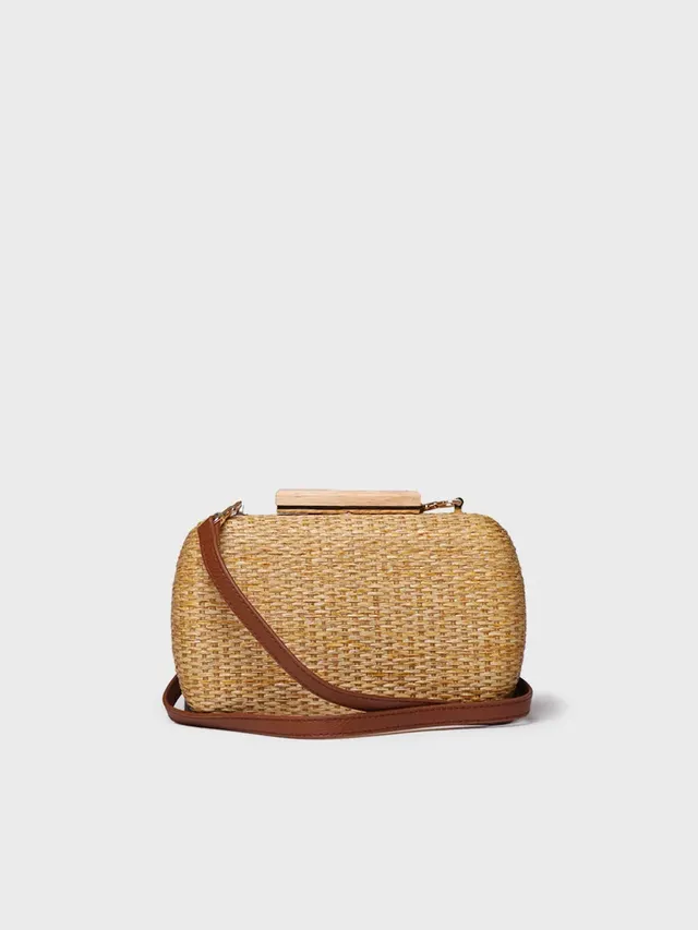 Toni Pons Gaita pochette raphia naturel doublure satin