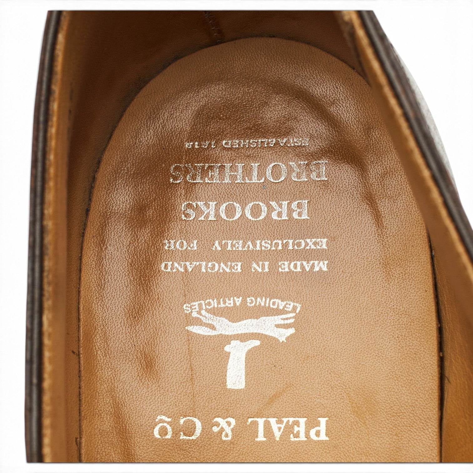 Peal & Co derby cuir grain marron pointure UK 9.5