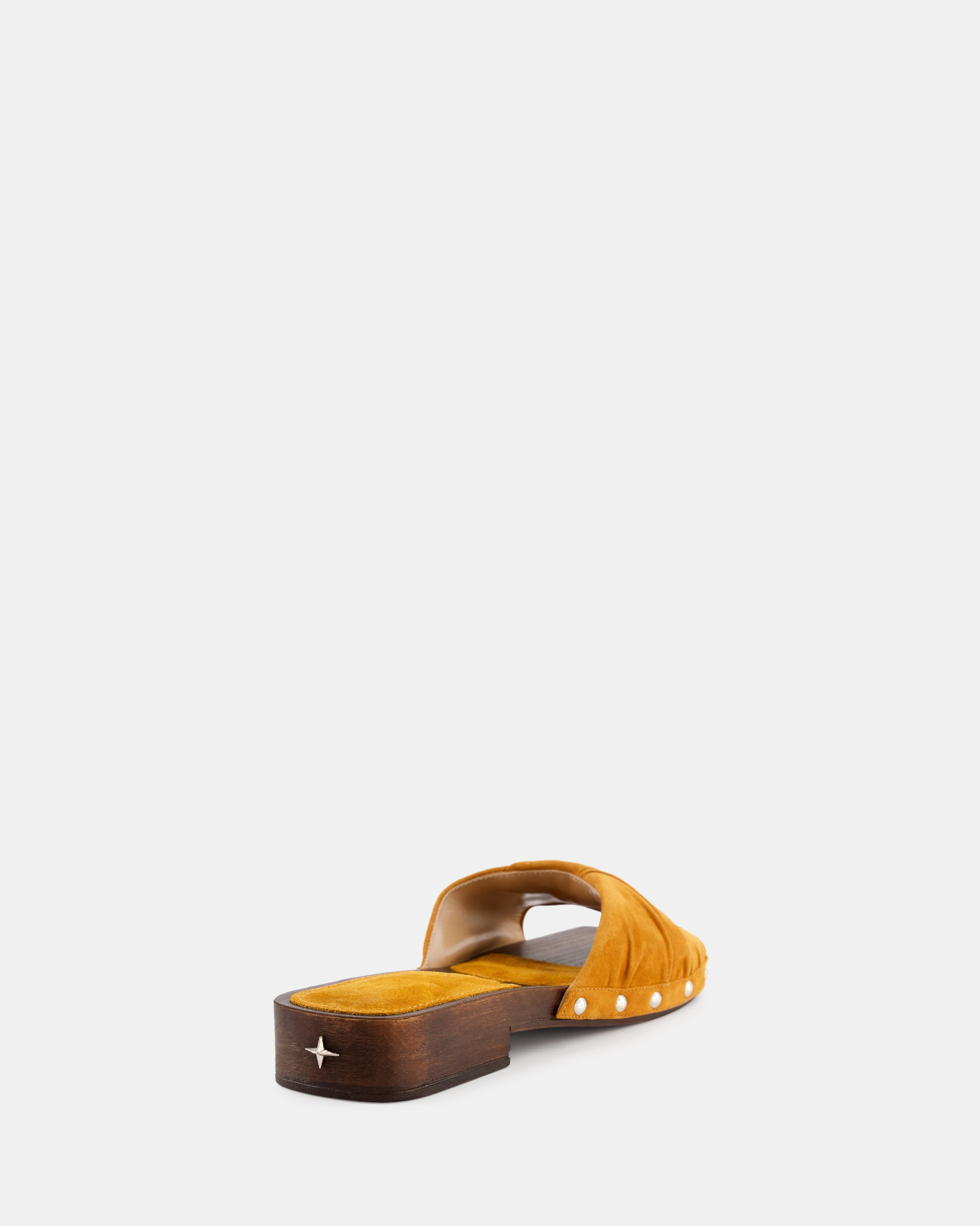 Nodaleto Bulla Mellow Flat Clog mules Sunlight Suede cuir