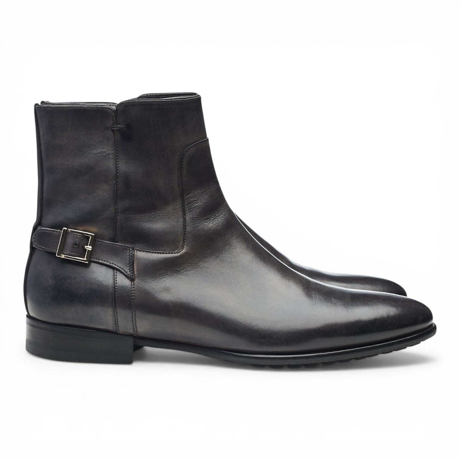 Santoni bottines cuir gris foncé zip UK 7