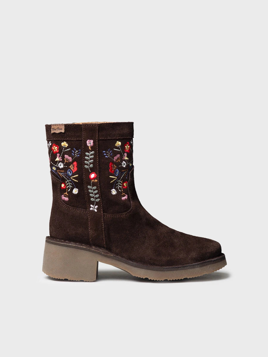 Toni Pons Monells bottine femme cuir fleurs brodées