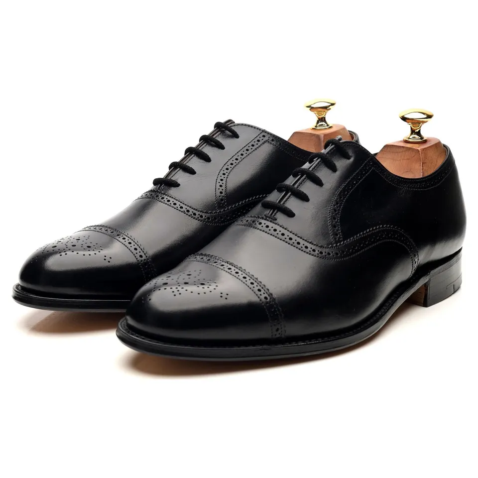 Grenson oxford semi-brogues cuir noir veau 9 UK