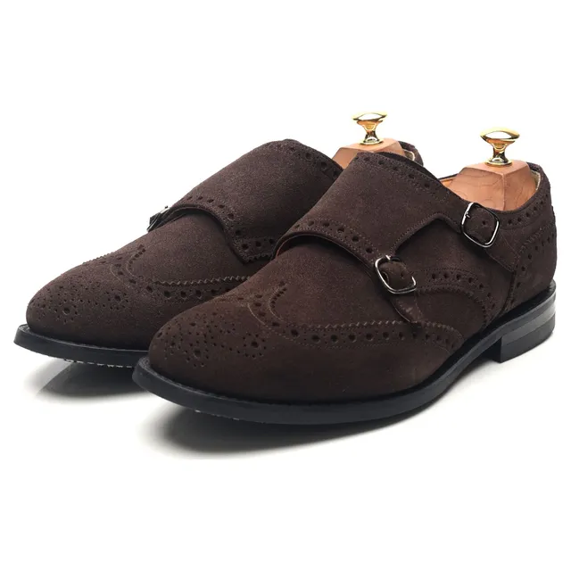 Church's Seaforth double monk strap daim marron UK 9