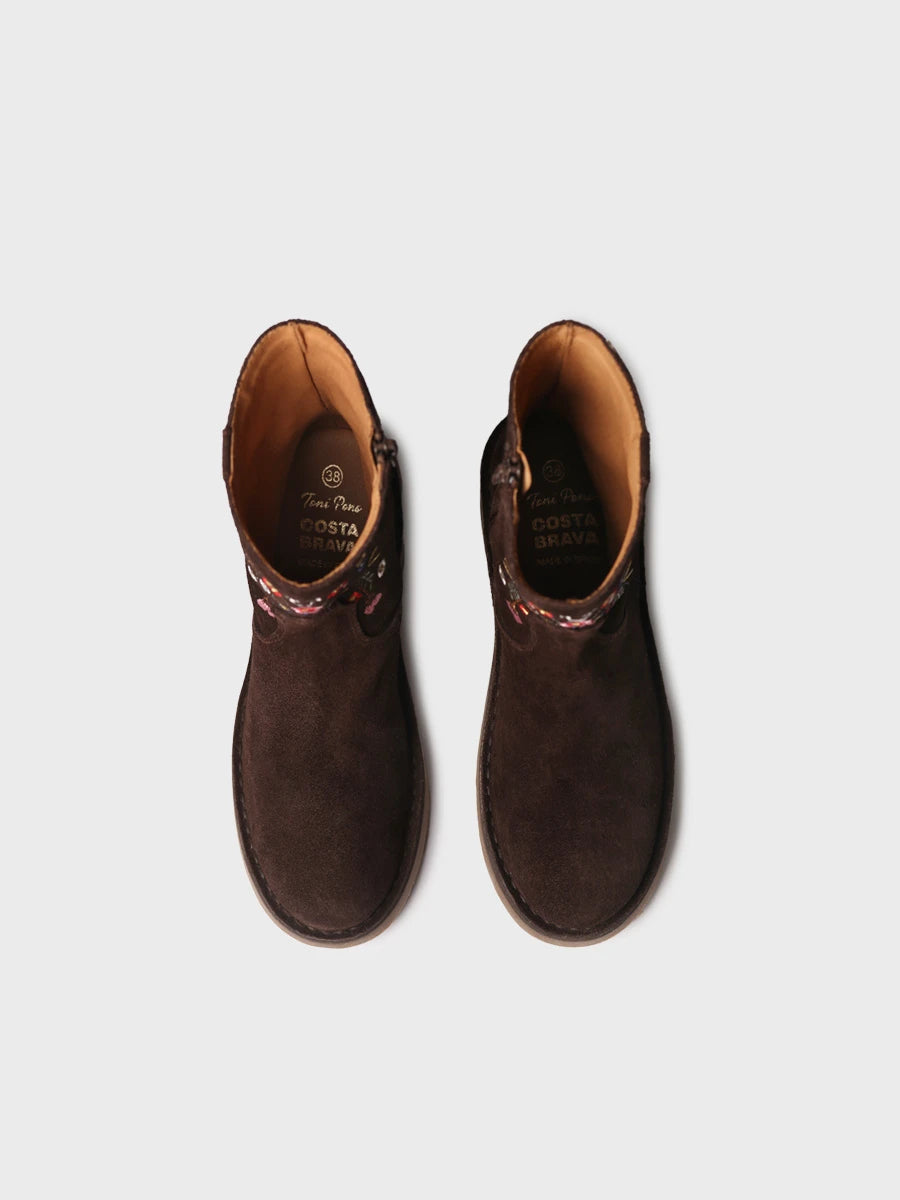 Toni Pons Monells bottine femme cuir fleurs brodées