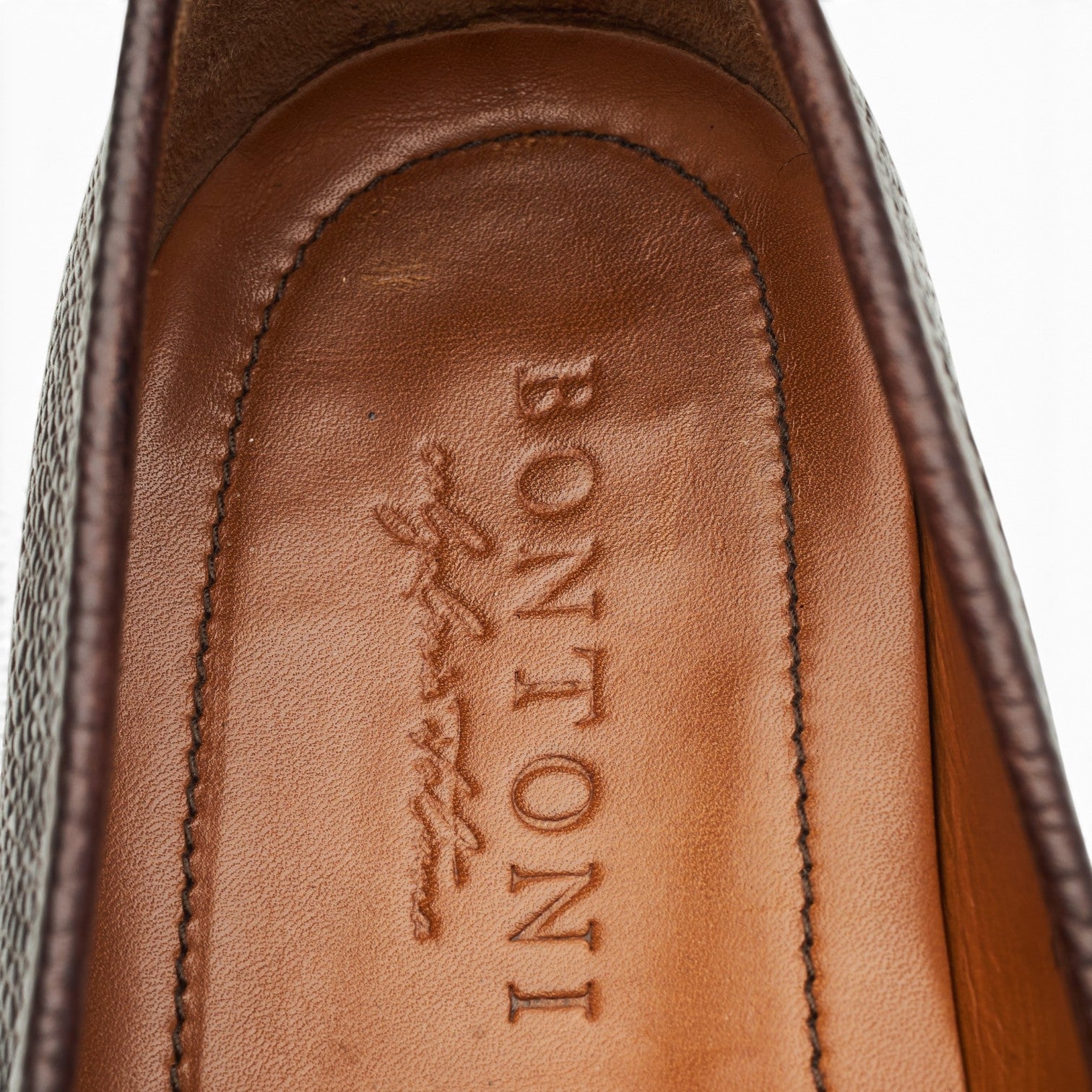 Bontoni Principe mocassins cuir grainé marron pointure UK 10.5