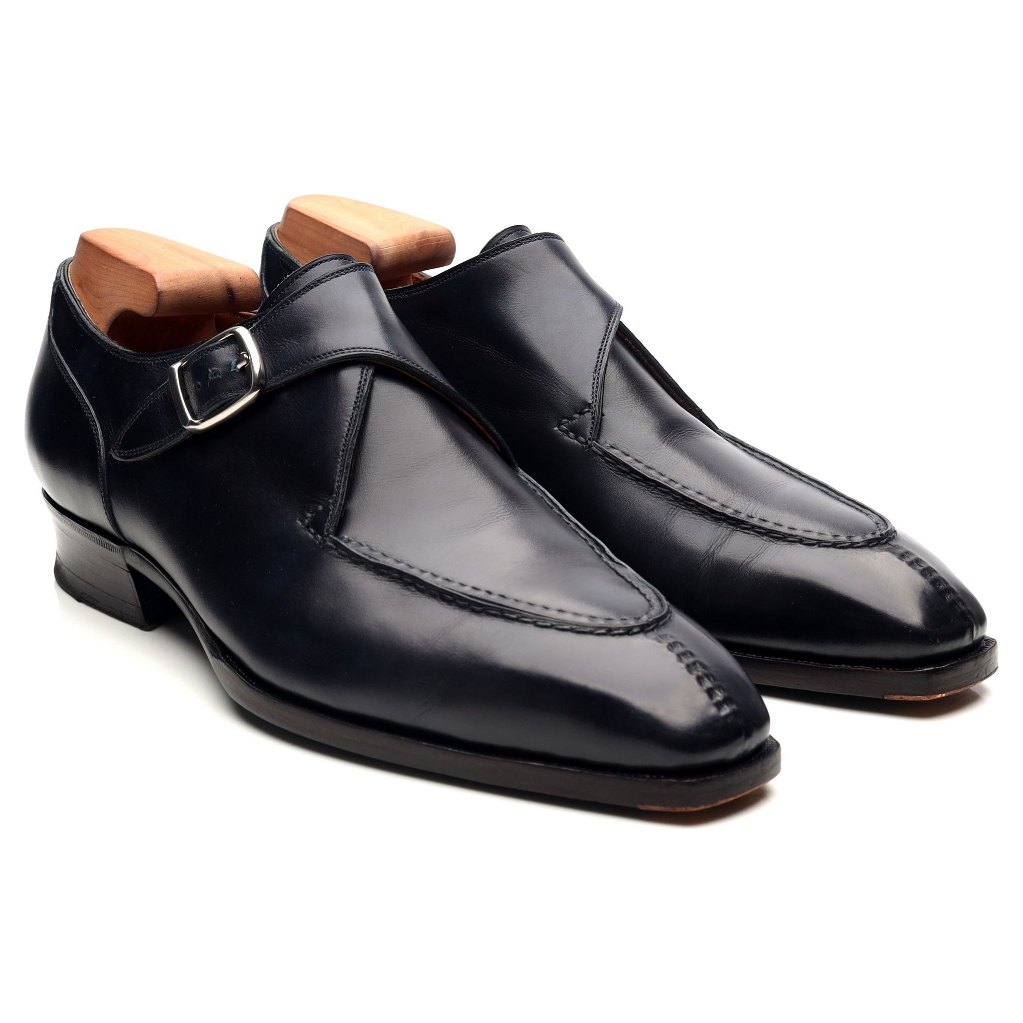 Timber Lee III monk strap cuir bleu marine UK 7.5