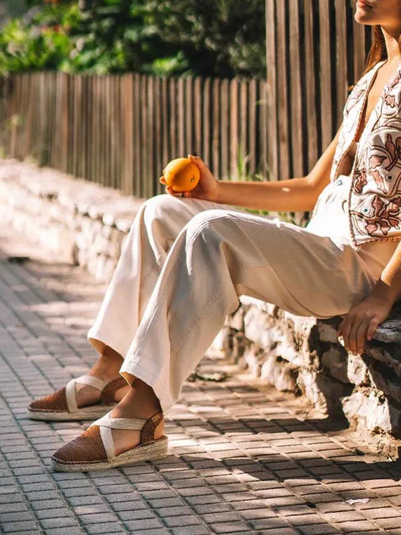 Toni Pons Siracusa espadrille compensée cuir tressé