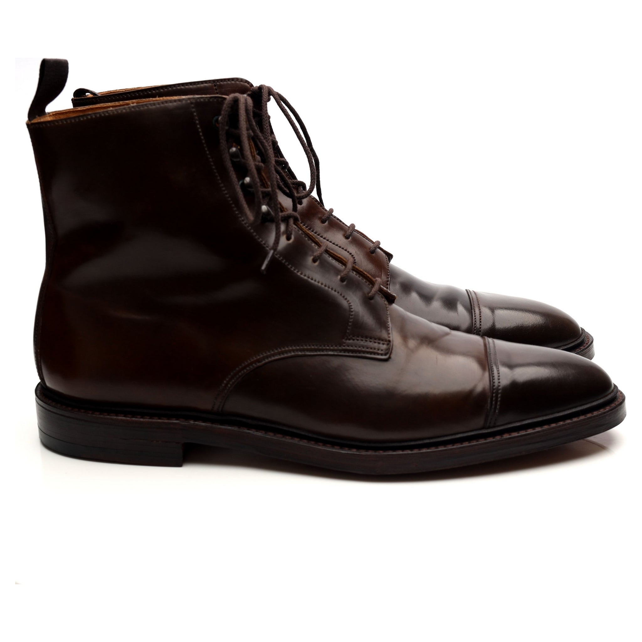 Crockett & Jones Harlech boots cuir cordovan marron UK 11