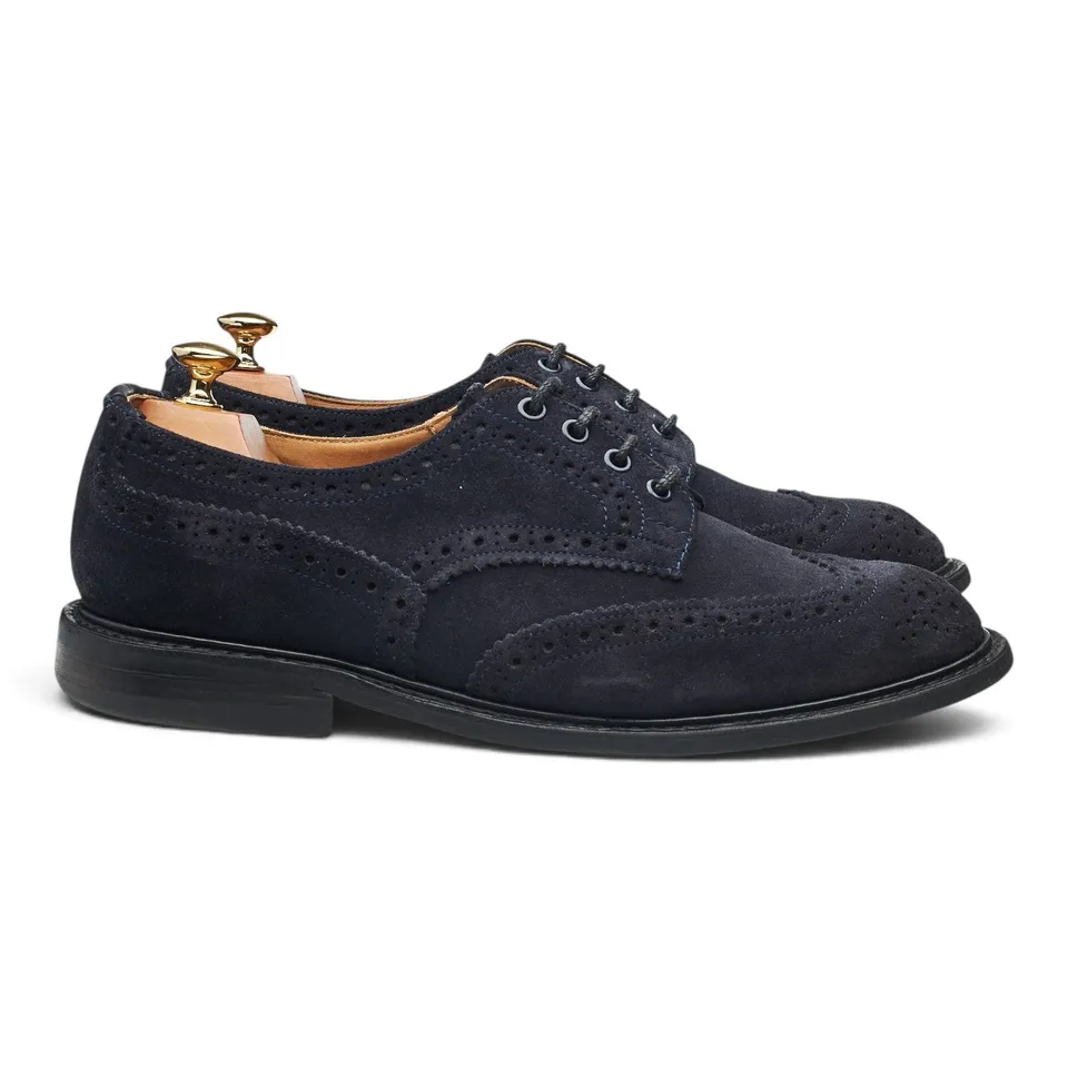 Tricker's Bourton derby brogue suède bleu marine UK 9