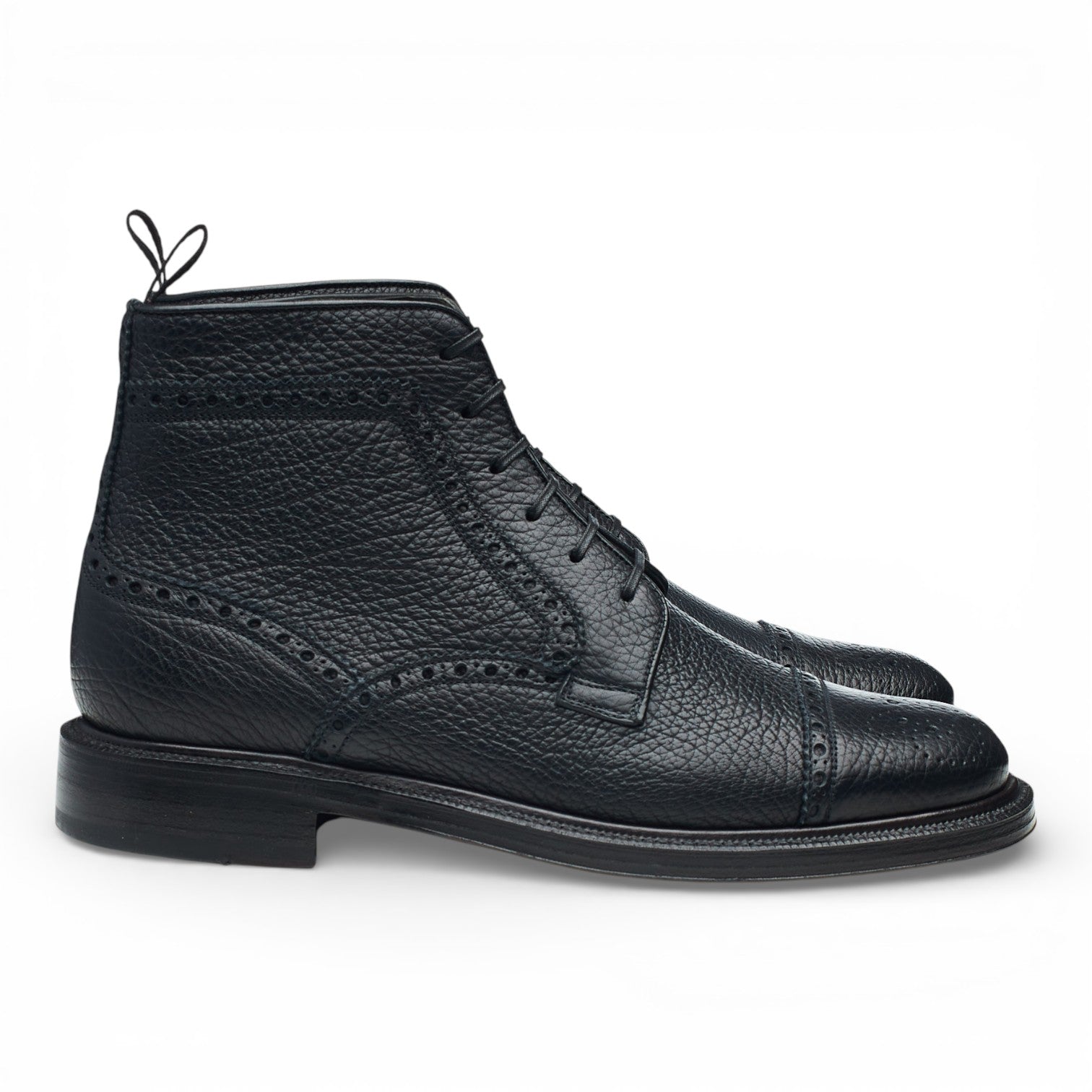 Brioni bottines brogues cuir bleu grainé UK 7
