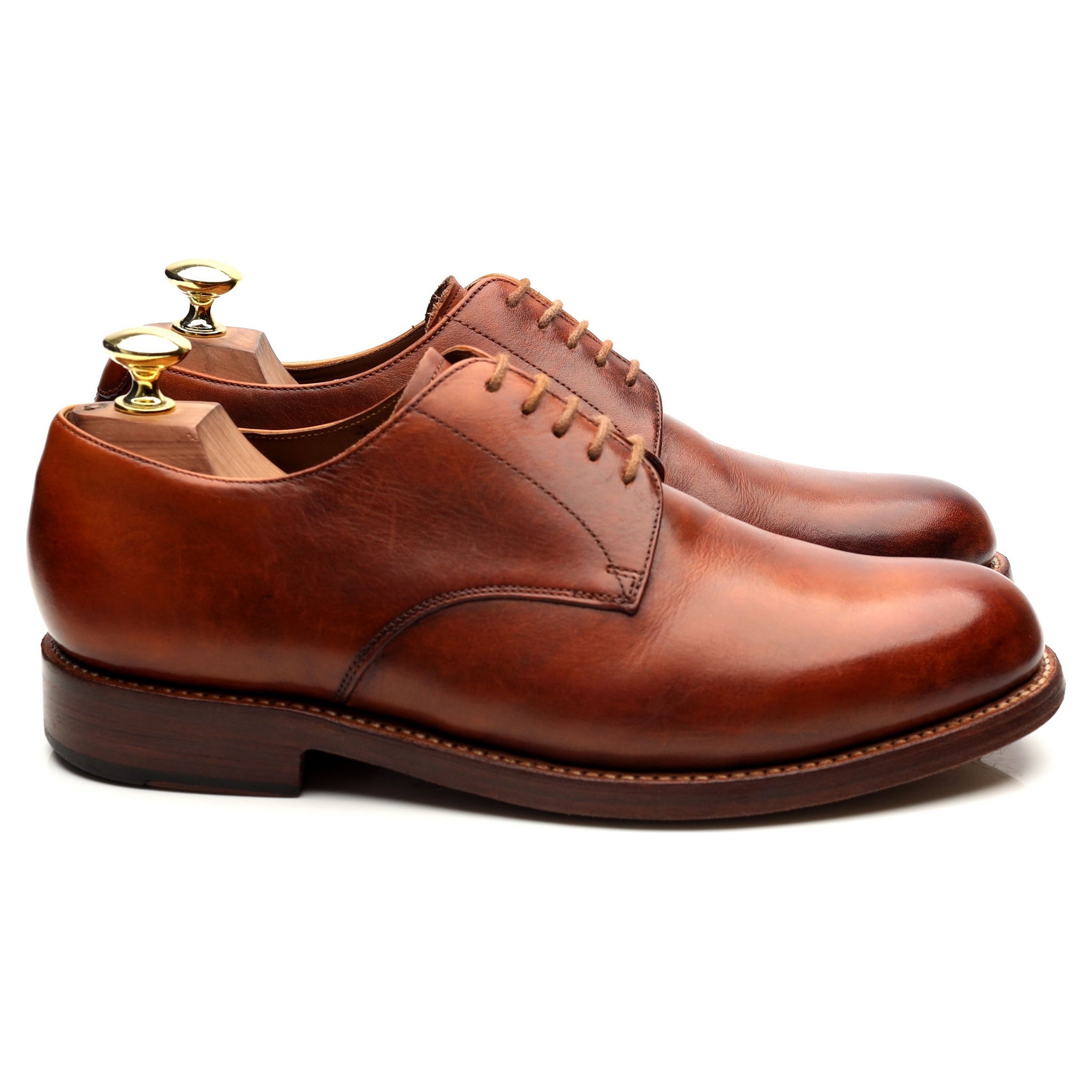 Grenson Curt Derby Cuir Fauve Patiné Pointure UK 7