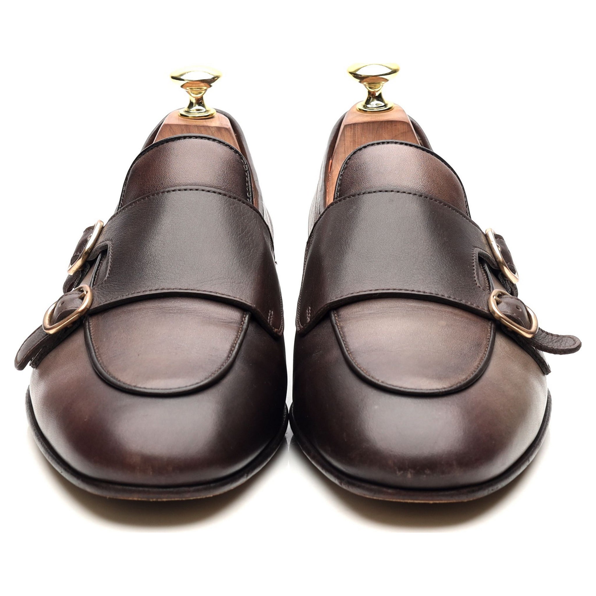 Santoni derbies double boucle cuir gris UK 7.5