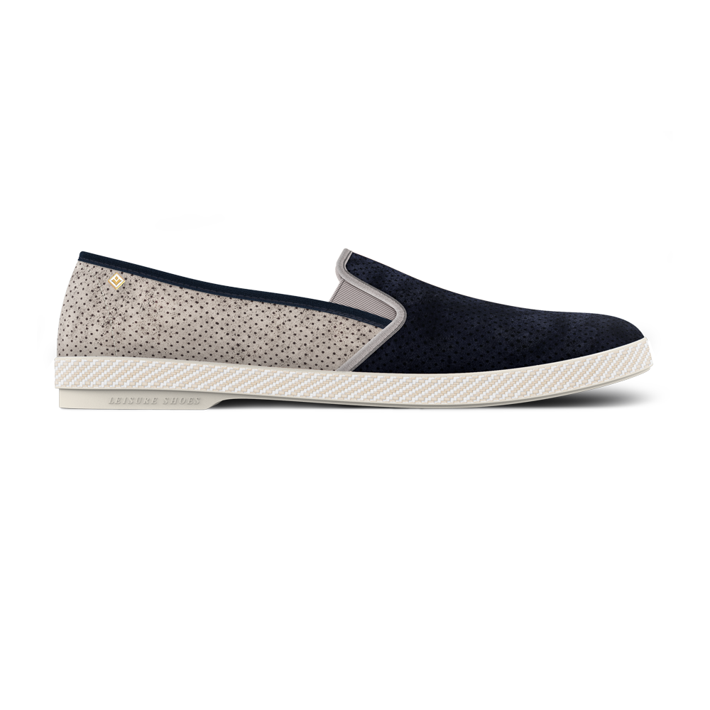 Rivieras Classic Daim Match espadrilles gris marine daim