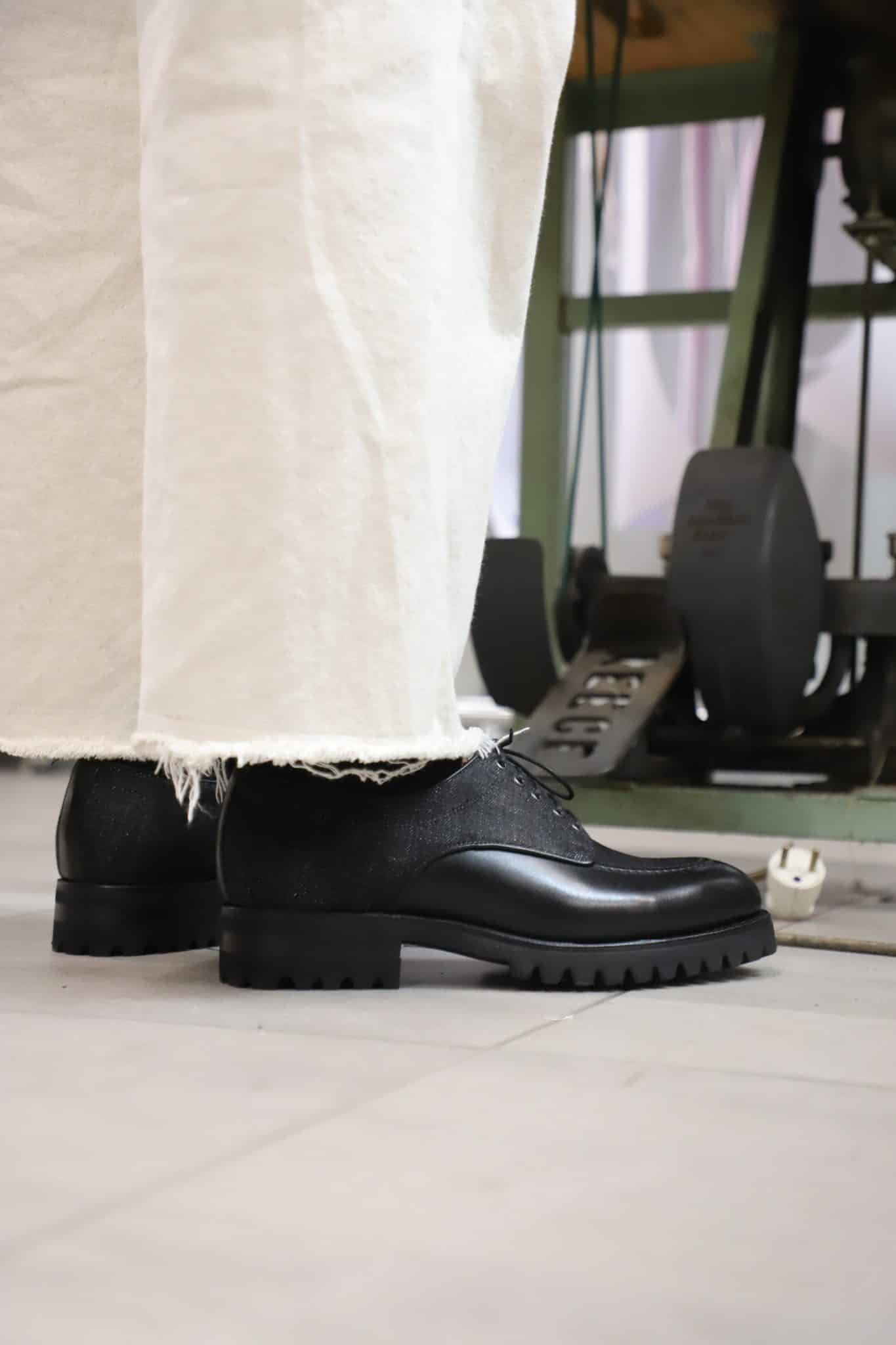 Malfroid Reserve Defender derbies denim selvedge