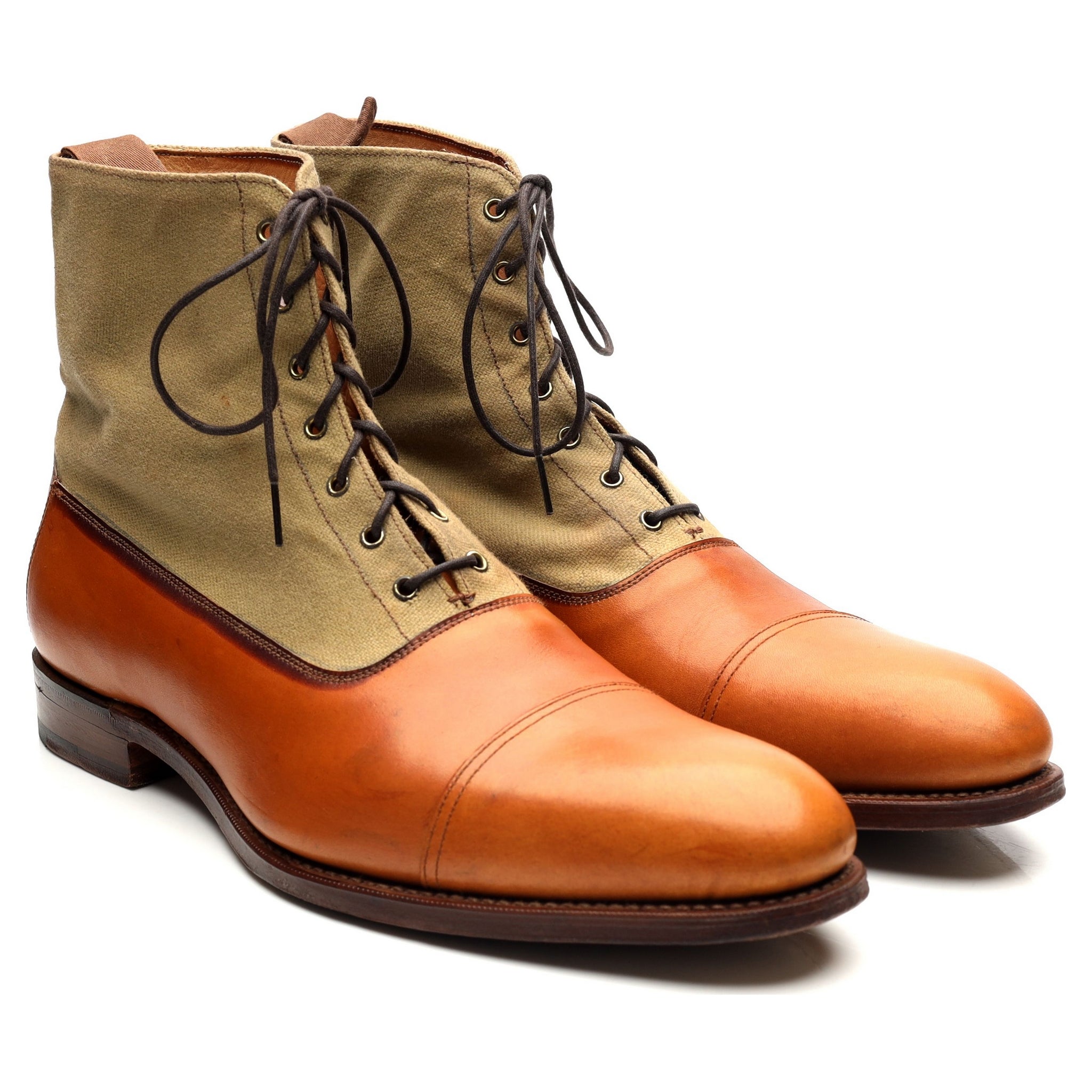 Grenson boots balmoral cuir toile marron UK 10