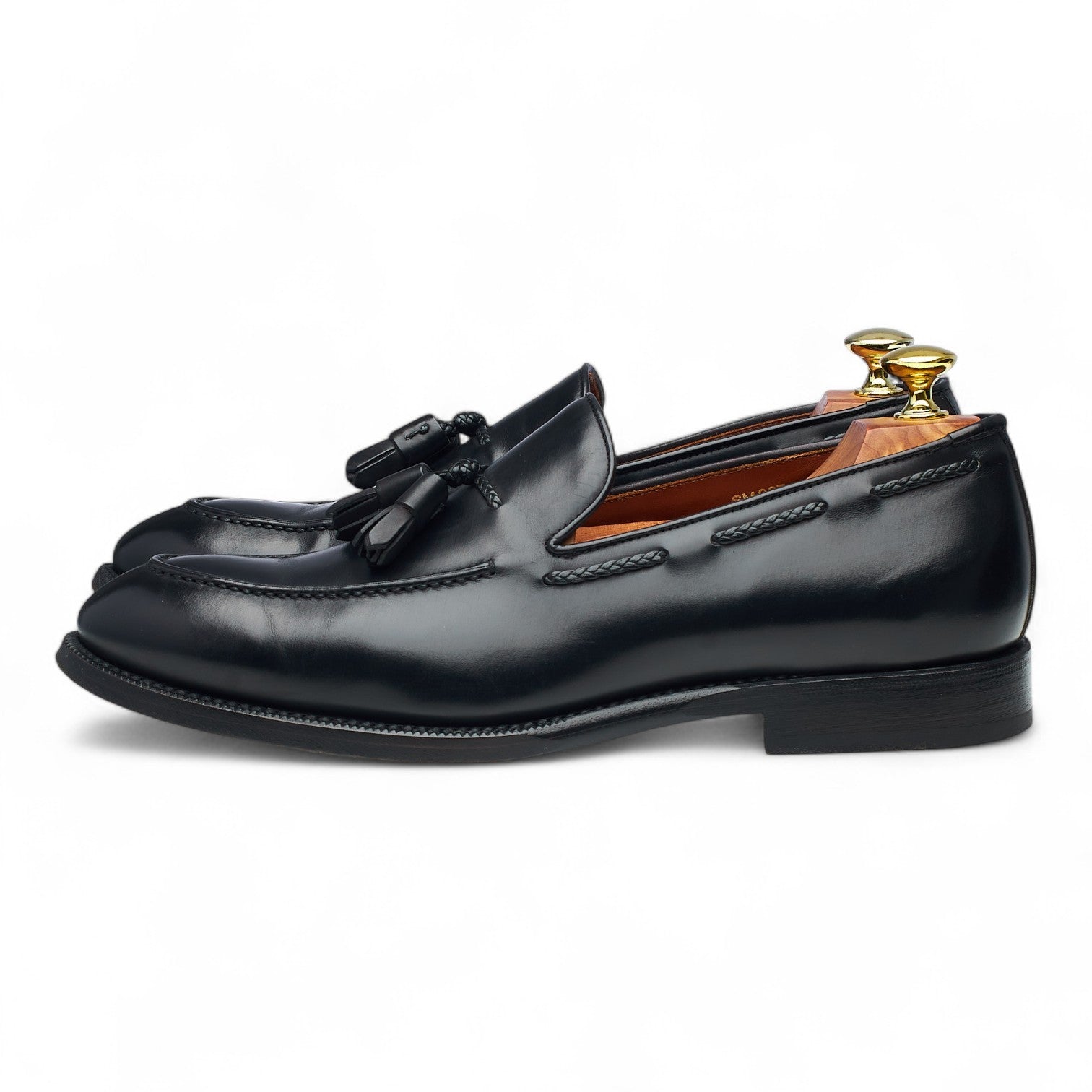 Giovanni Sartoria mocassin cuir noir UK 7 pompons