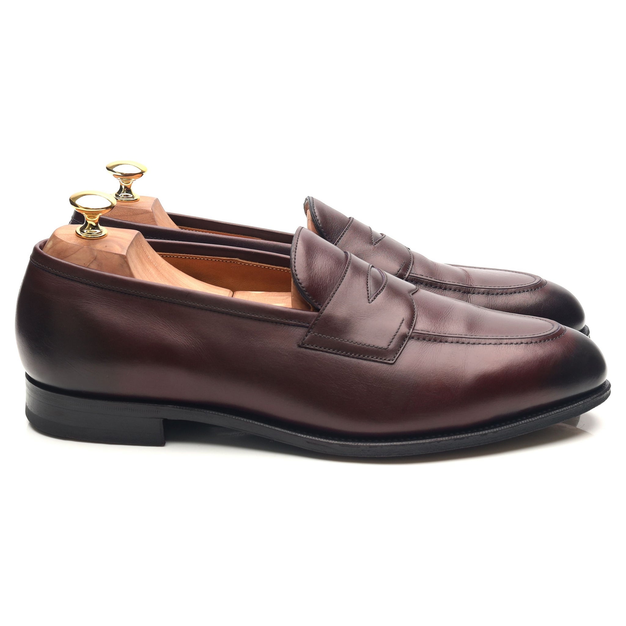 Edward Green Piccadilly mocassin cuir bordeaux UK 10