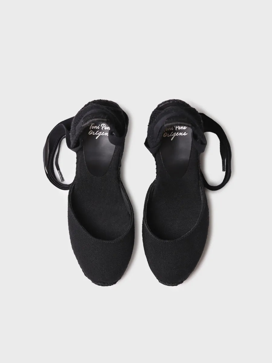 Toni Pons Florina espadrilles compensées noires rubans 9,5 cm