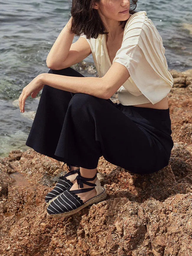 Toni Pons Oliueta espadrilles femme rayées à rubans