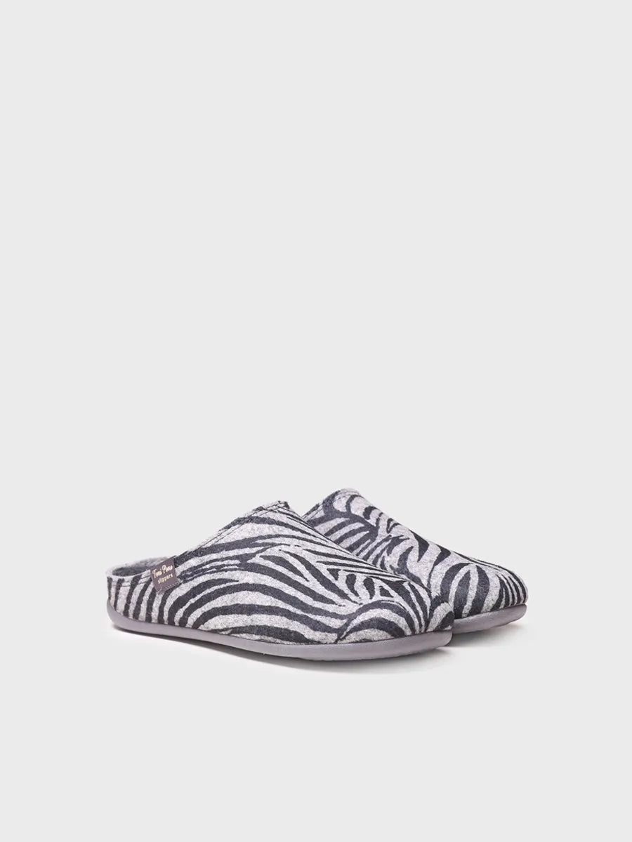 Toni Pons Maui-NM sabots chaussons feutre femme zèbre