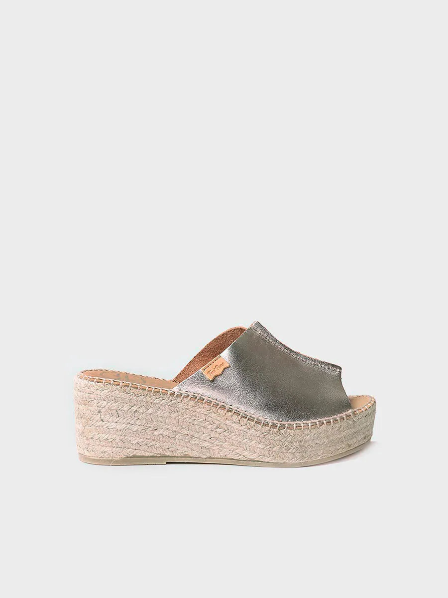 Toni Pons Ivonne espadrilles compensées cuir platine