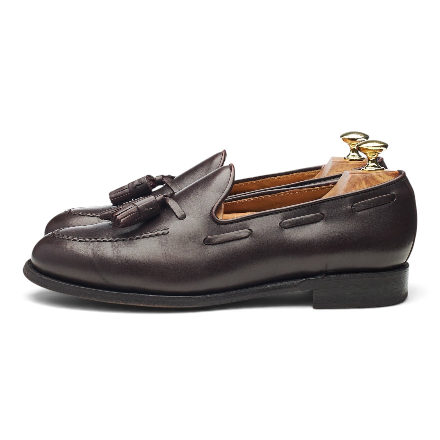 Morjas mocassin à pompons cuir bordeaux UK 7