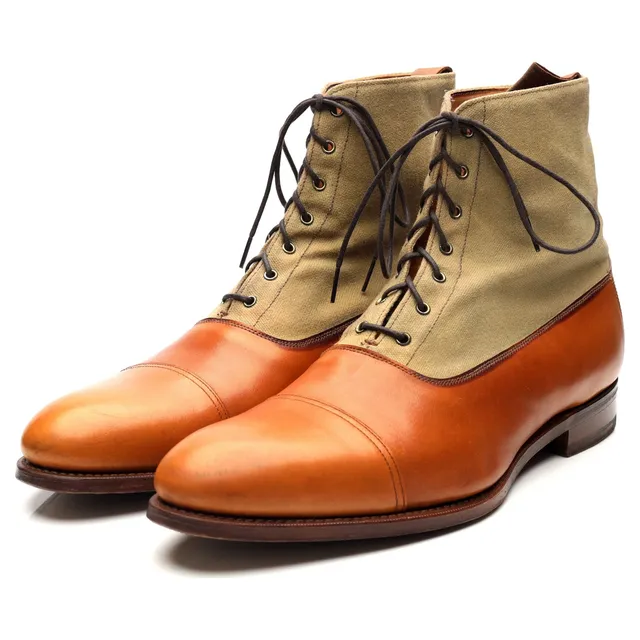 Grenson boots balmoral cuir toile marron UK 10