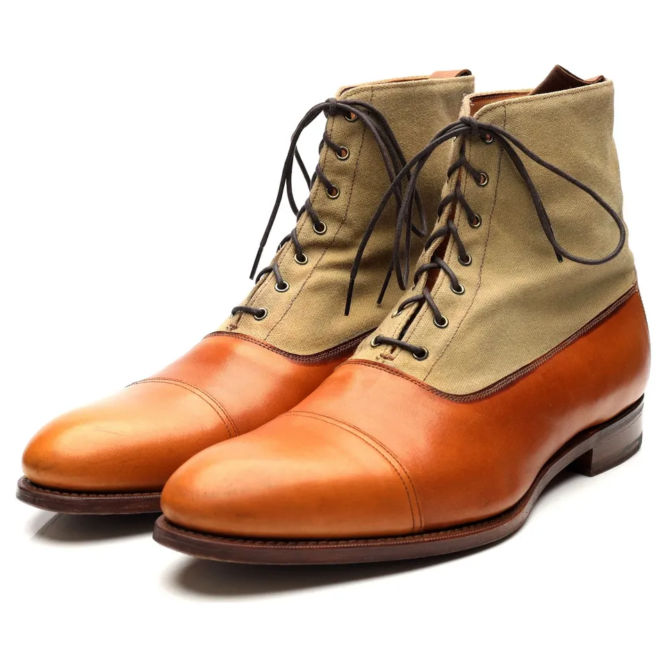 Grenson boots balmoral cuir toile marron UK 10