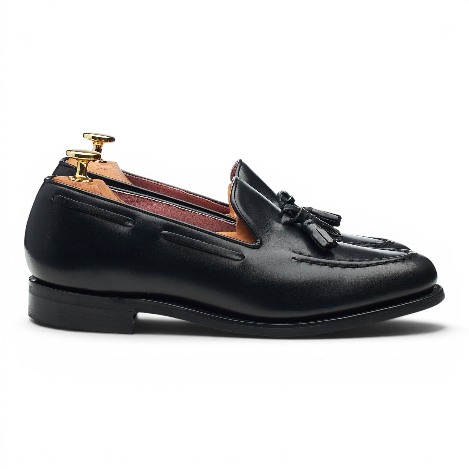 Barker Sienna mocassin cuir noir pompons 5 UK