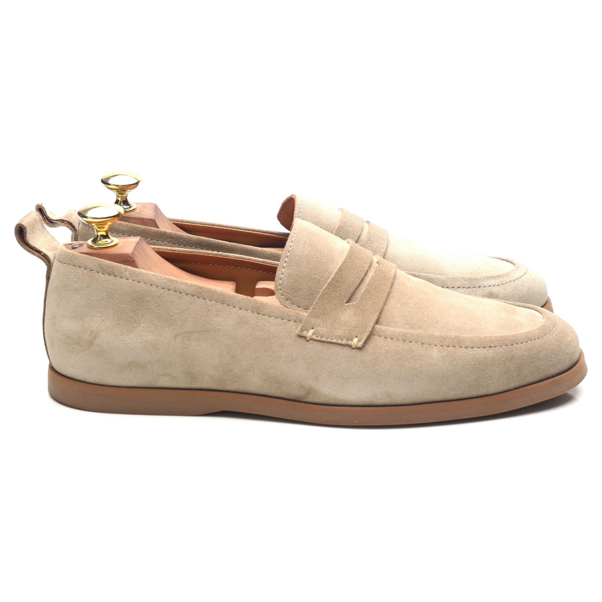 Mr P. mocassins suède beige pointure 7,5 semelle gomme