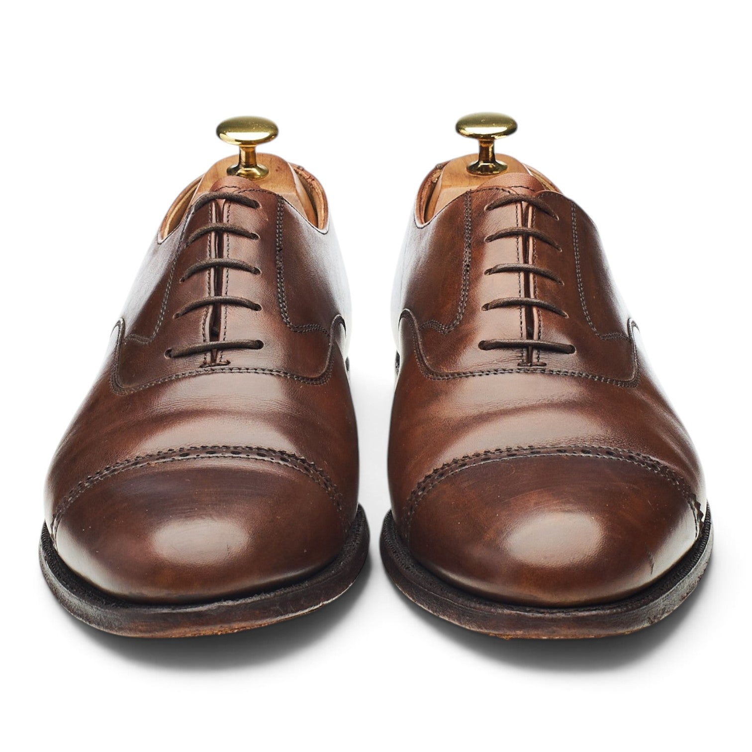 Peal & Co Oxfords cap-toe cuir marron 8 UK