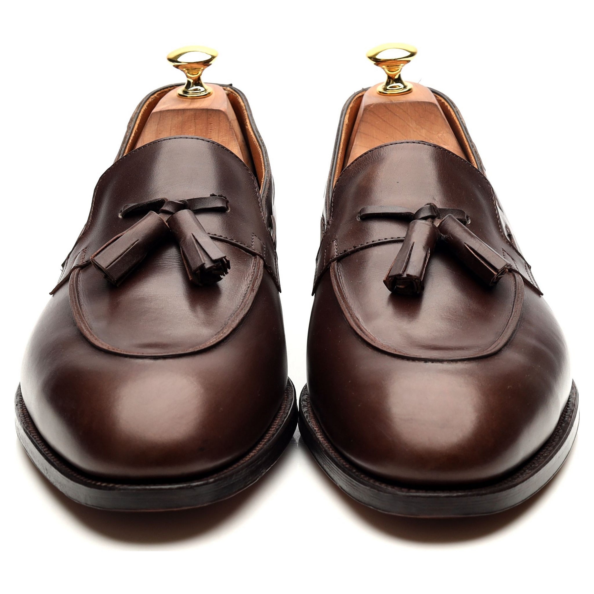 John Lobb Jihel mocassin pompons cuir marron UK 10.5