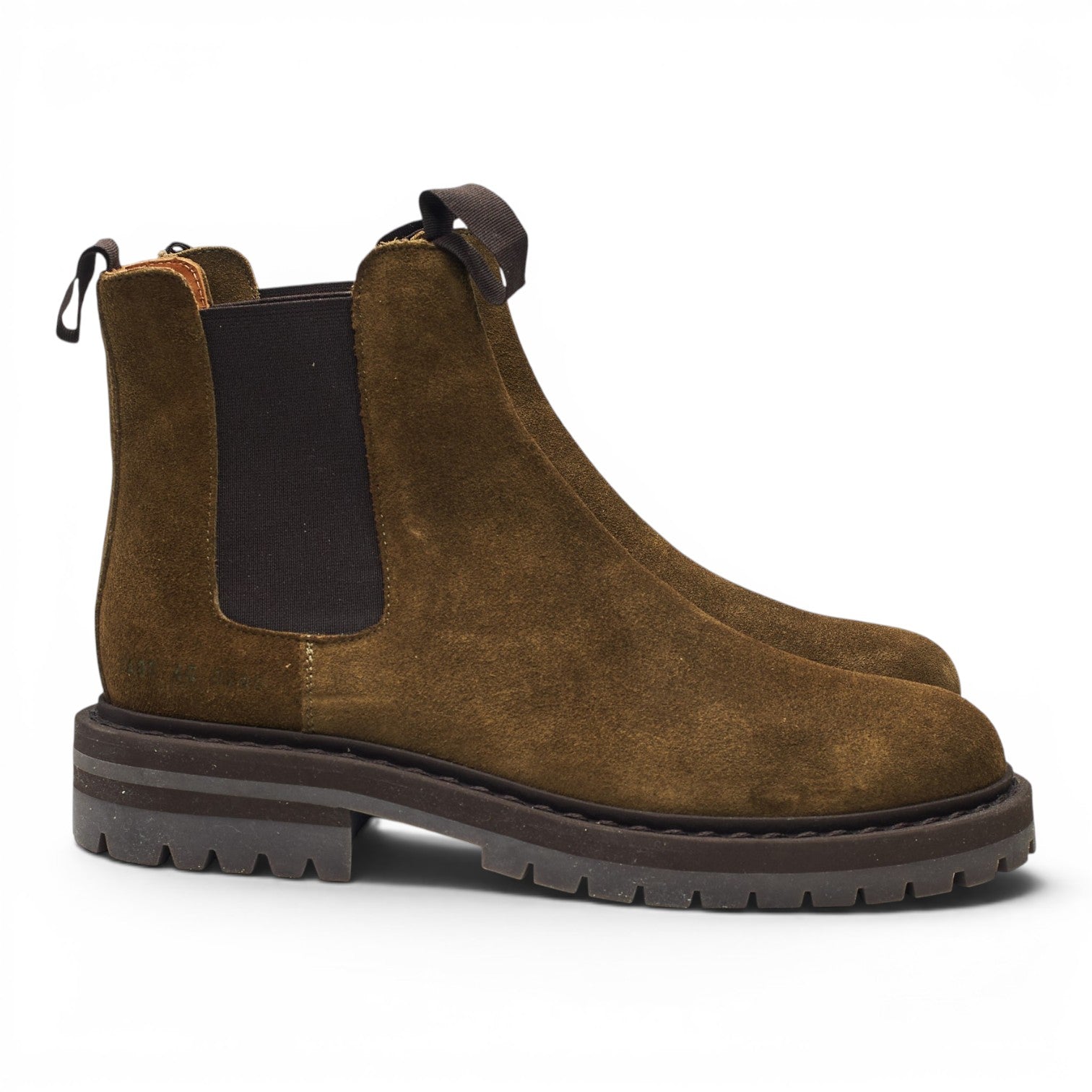 Common Projects Chelsea bottines daim vert foncé UK 6