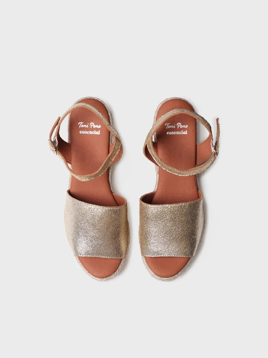 Toni Pons Tamara espadrille compensée cuir platino