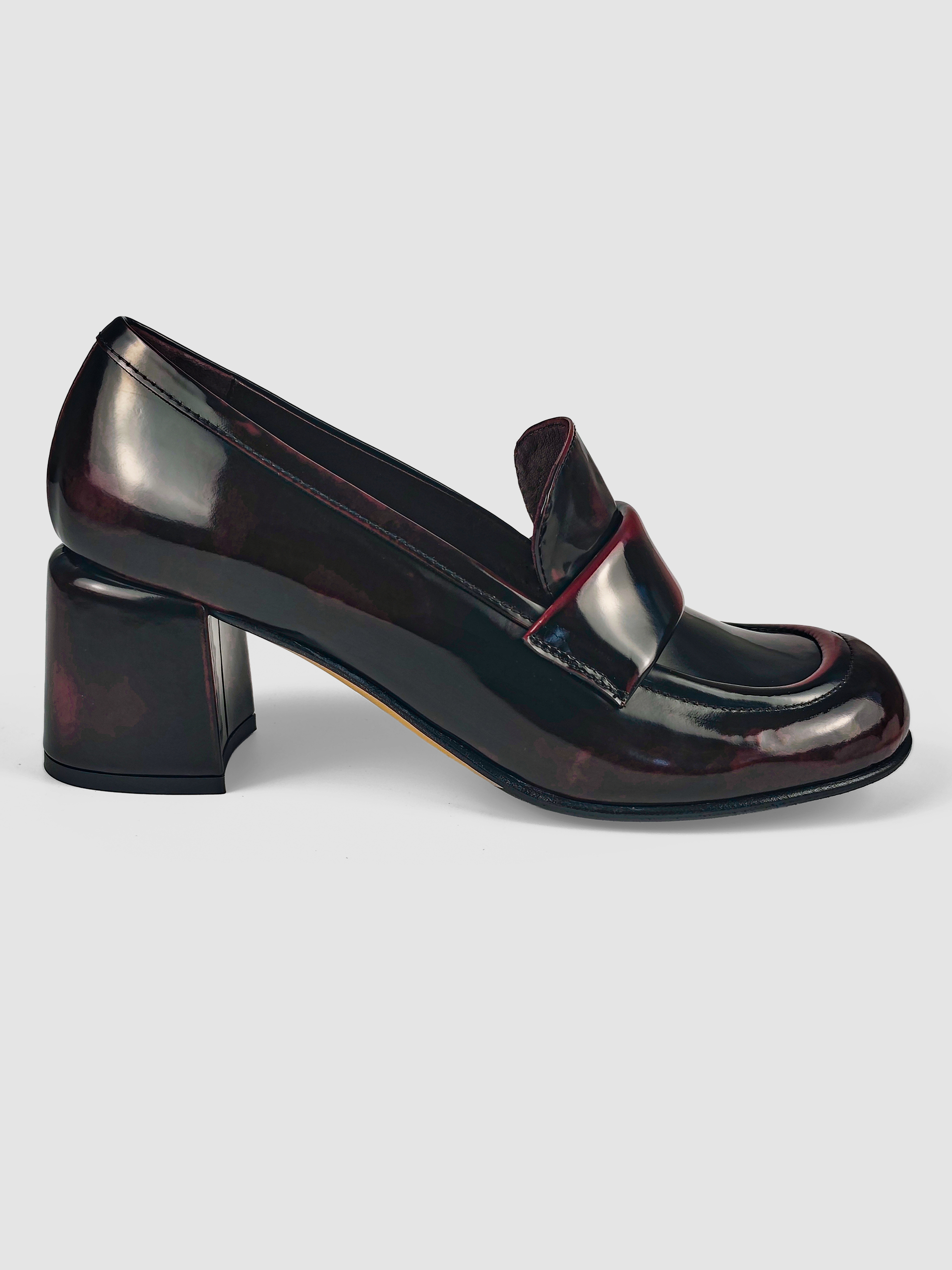 Lorena Paggi Abrasivato mocassin cuir bordeaux