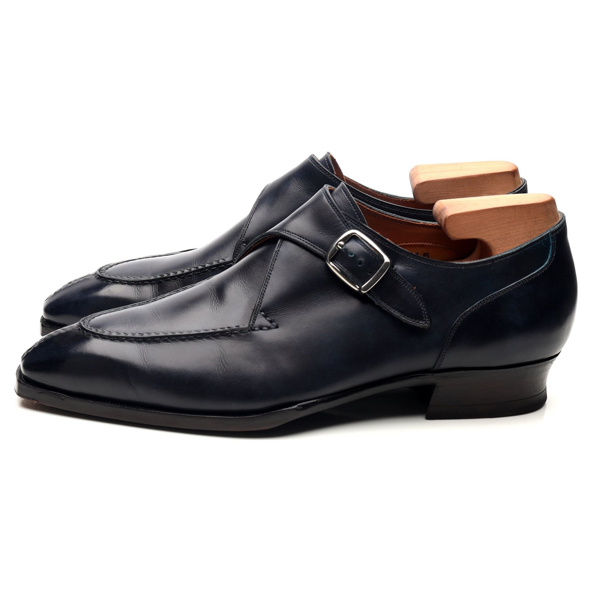 Timber Lee III monk strap cuir bleu marine UK 7.5