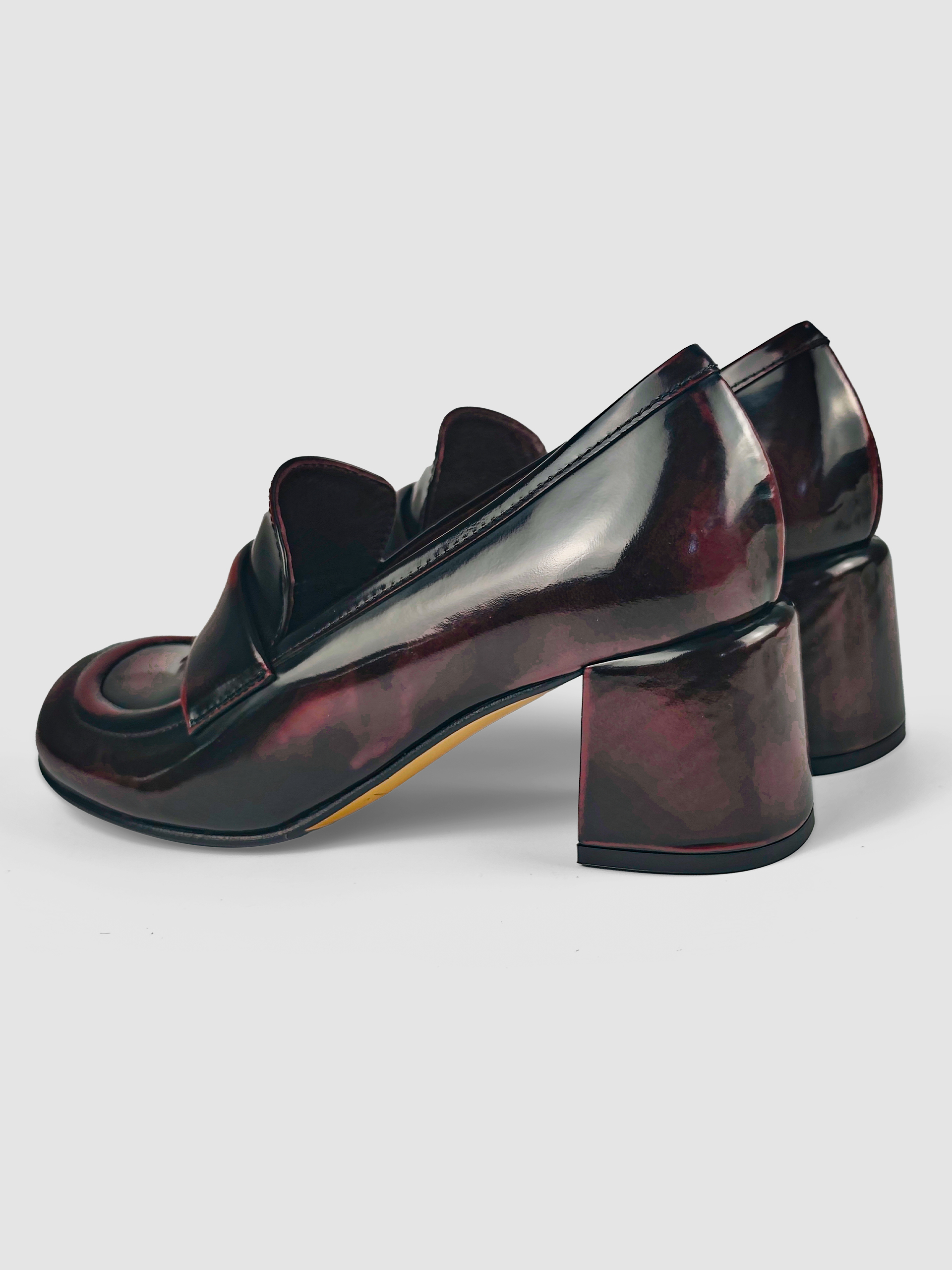 Lorena Paggi Abrasivato mocassin cuir bordeaux
