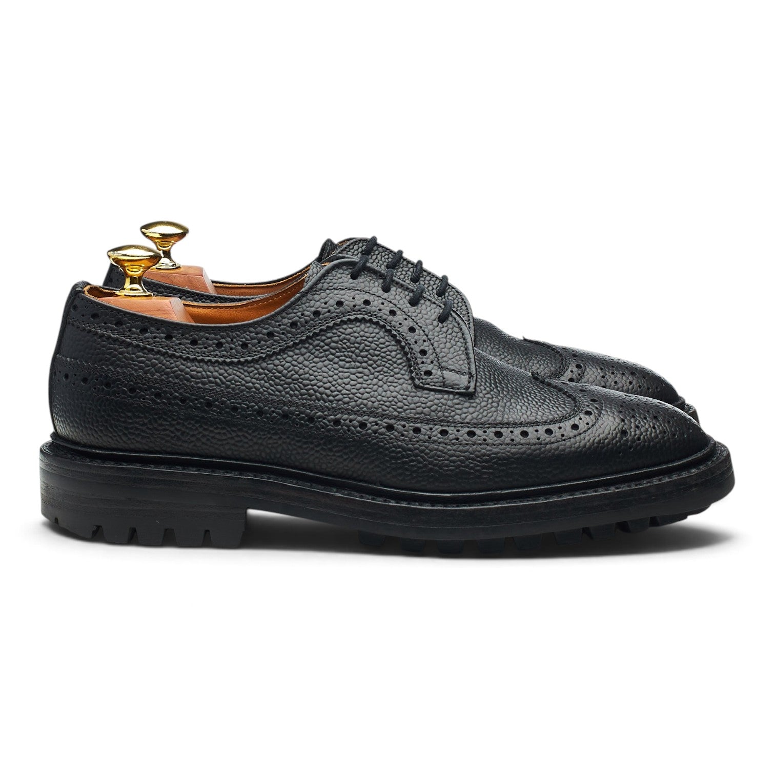 Tricker's derbies brogue cuir grainé noir UK 7
