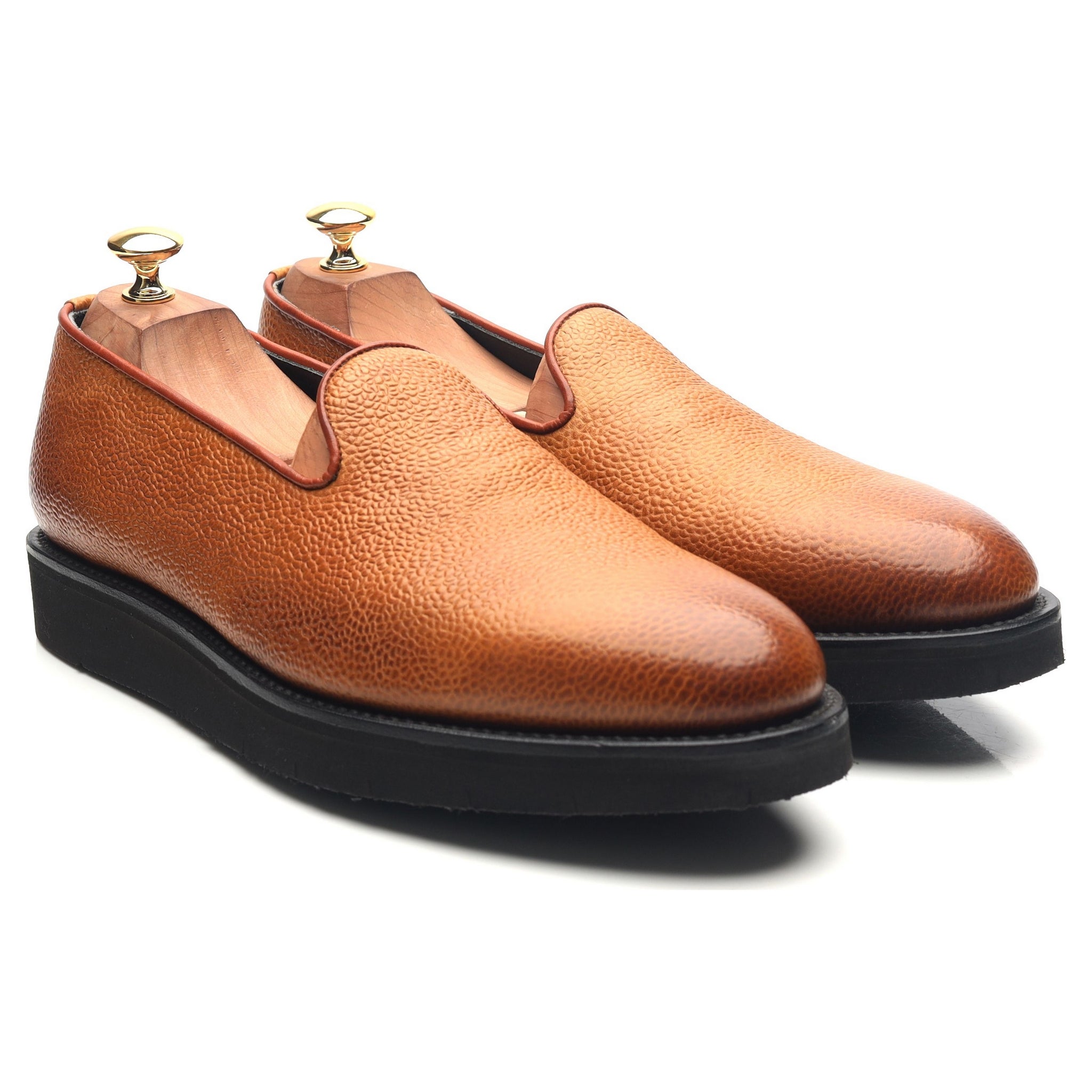 Hardy Amies mocassins cuir grainé marron UK 10