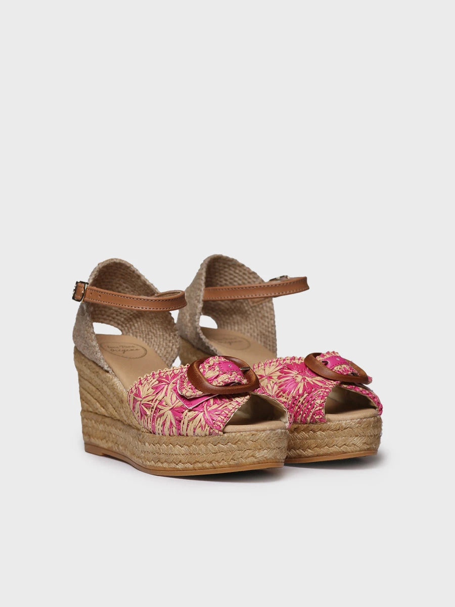 Toni Pons Lia-RF espadrille compensée raphia bicolore talon 7,5 cm