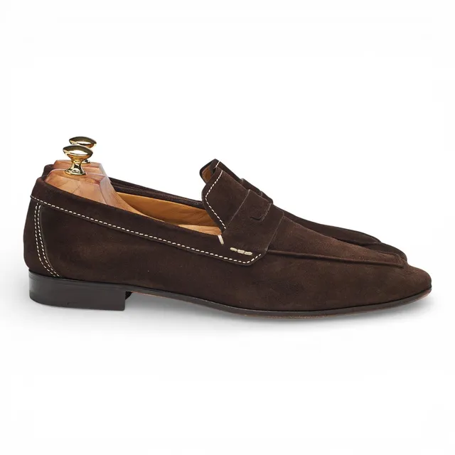Berluti mocassins daim marron foncé UK 10
