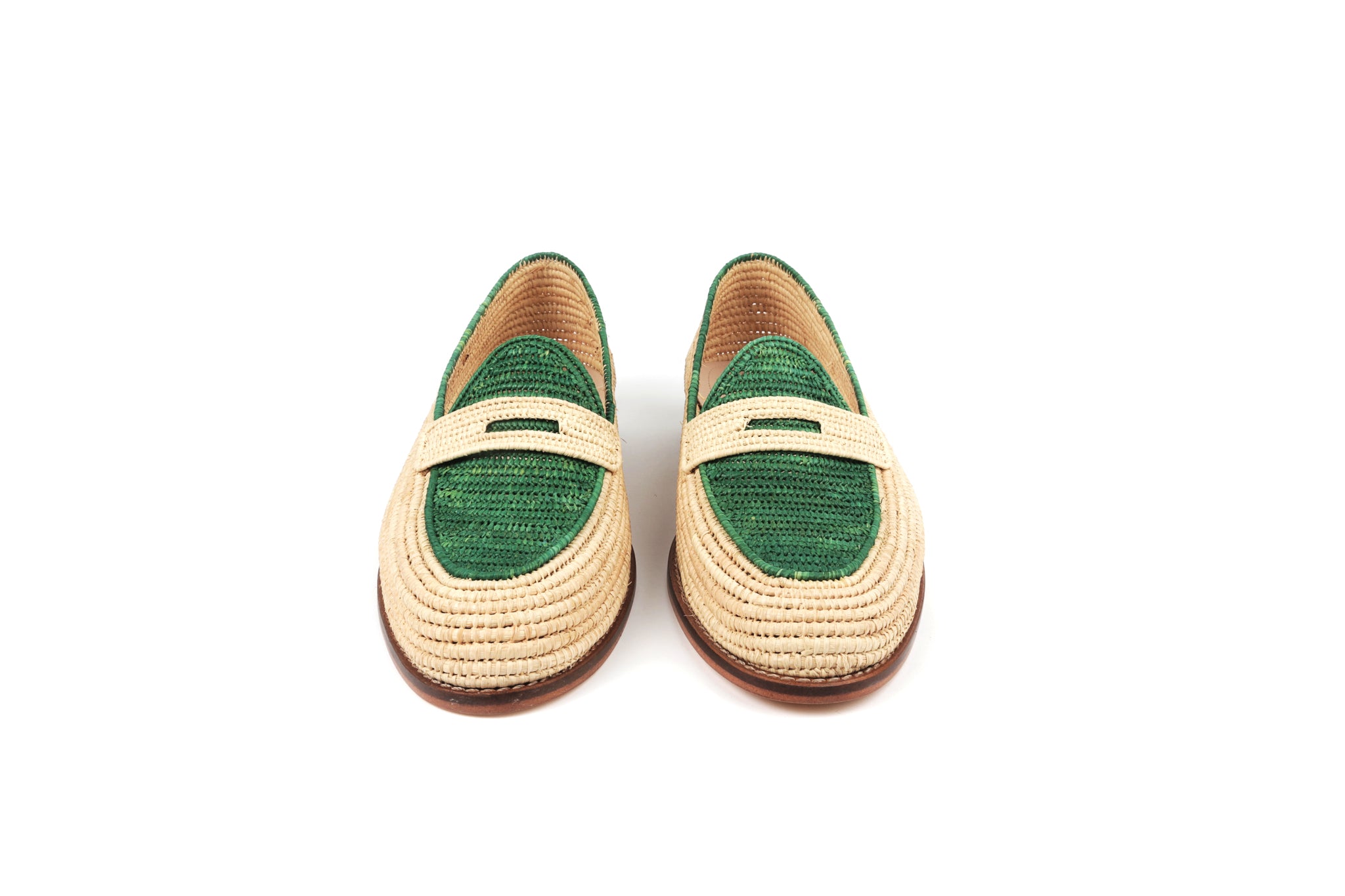 Contre-Allée Polo mocassin raphia naturel vert