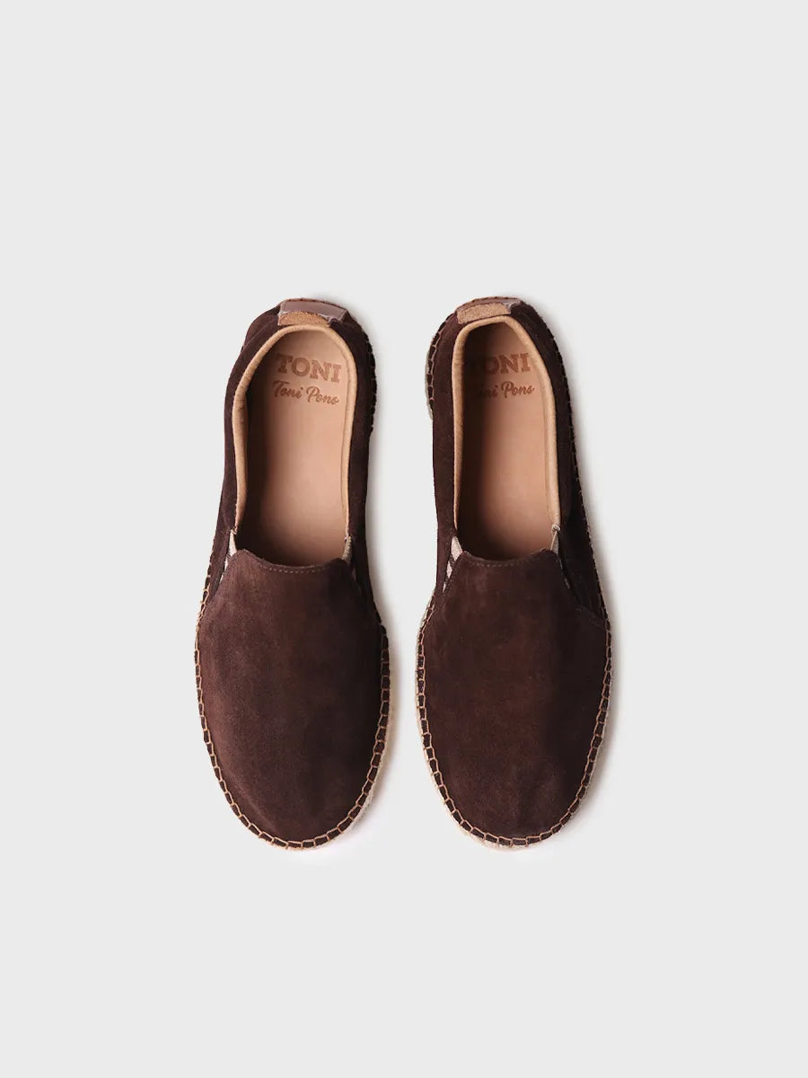 Toni Pons Marti espadrilles homme cuir suède marron