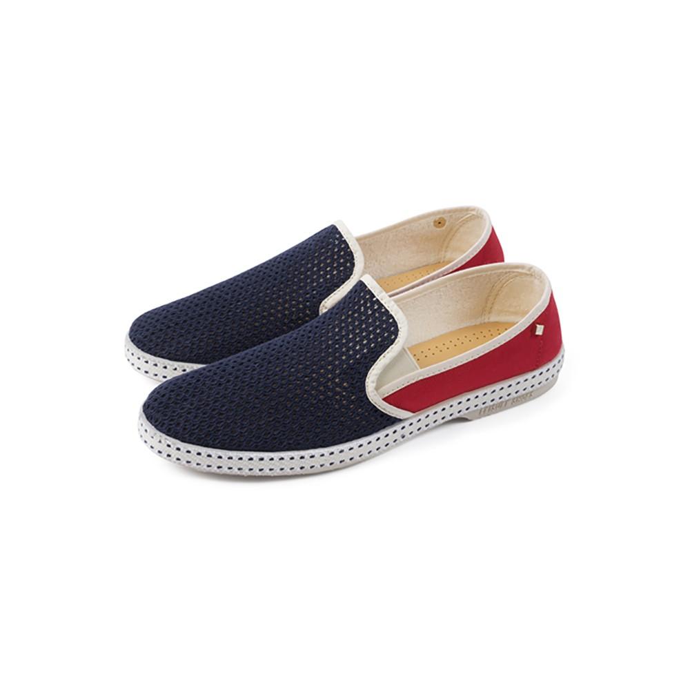 Rivieras Classic Match Marine Rouge espadrilles toile marine