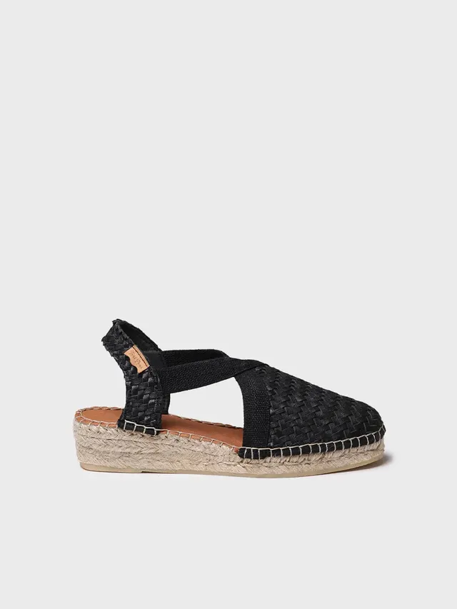 Toni Pons Siracusa espadrille cuir tressé noire