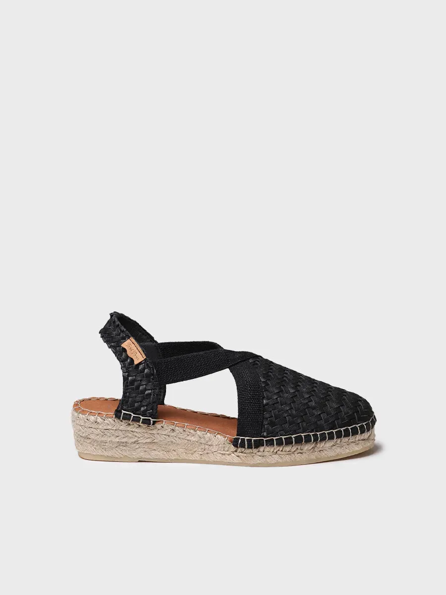 Toni Pons Siracusa espadrille cuir tressé noire