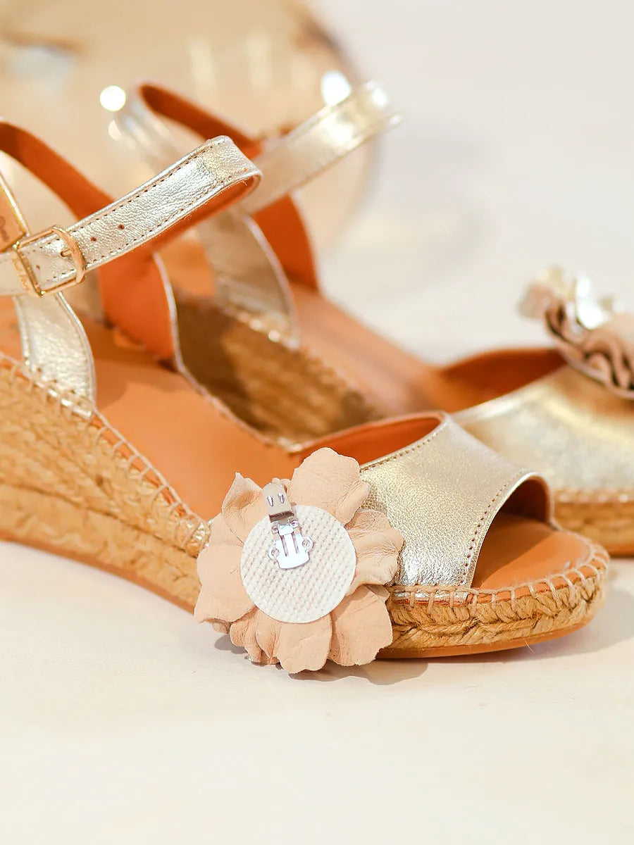 Toni Pons Flor-P broche fleur cuir lot de 2